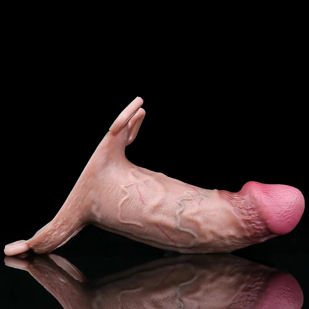 6.37in Real Feeling Strap on Penis Extender Cock Sleeve Dildo For Clit Sex