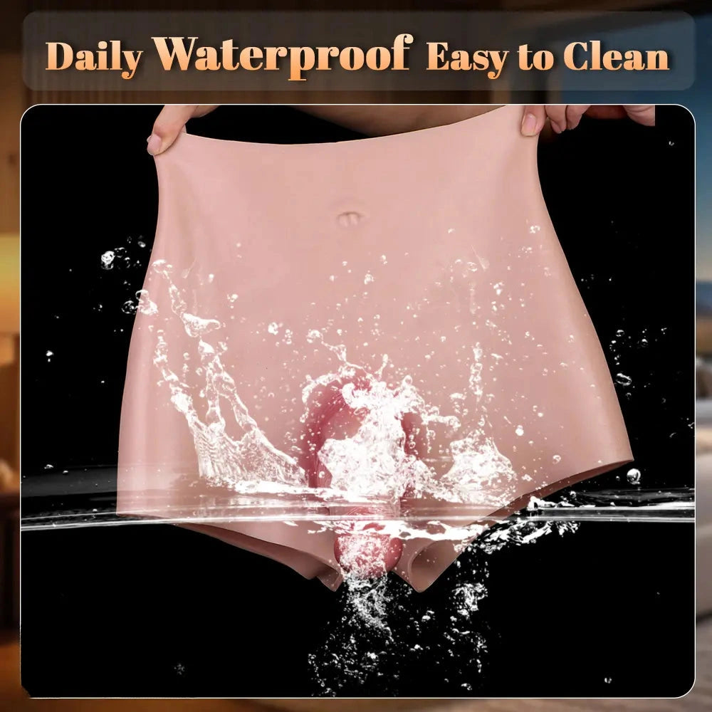 6.37in Wearable Silicone Cock Dildo Pants Real Skin with Hollow Cock Sleeve