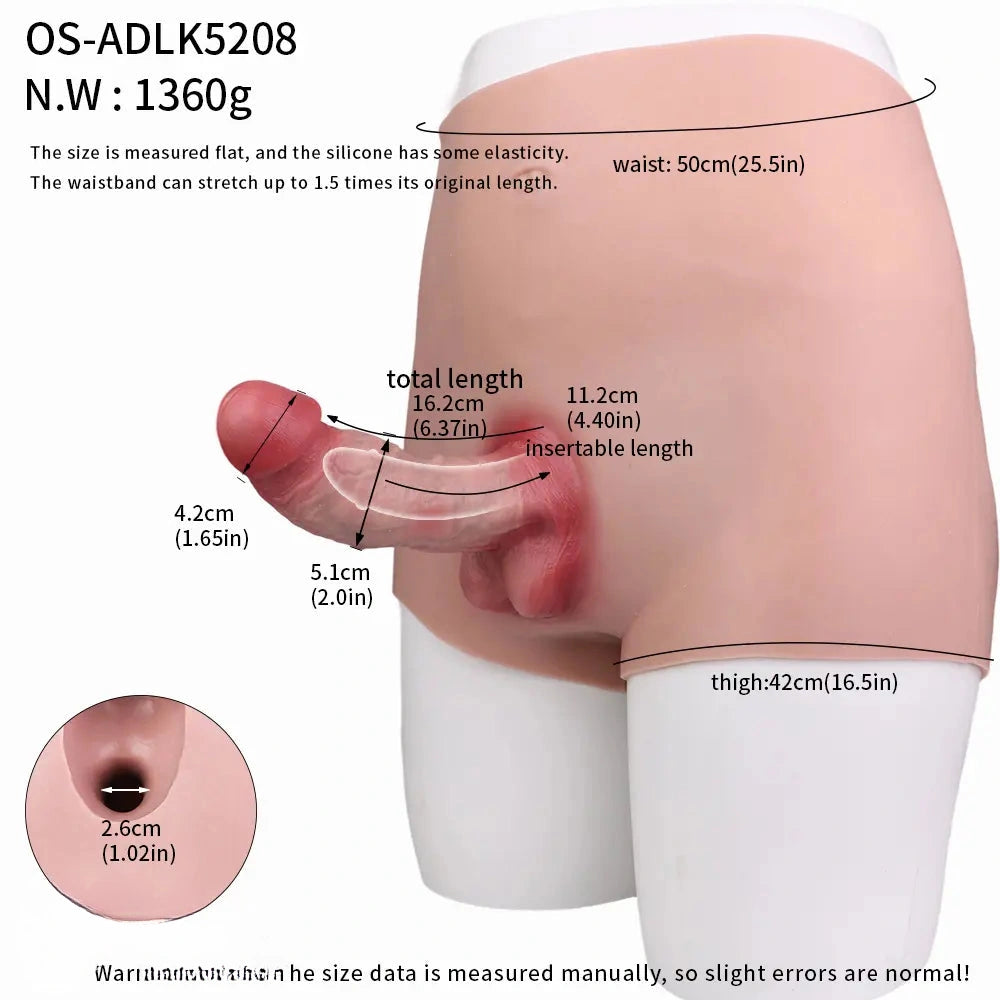 6.37in Wearable Silicone Cock Dildo Pants Real Skin with Hollow Cock Sleeve