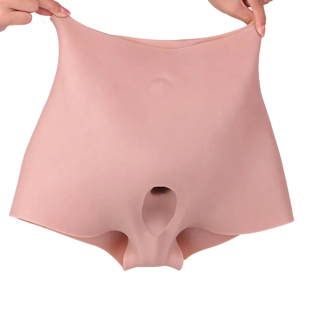 6.37in Wearable Silicone Cock Dildo Pants Real Skin with Hollow Cock Sleeve