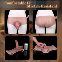 6.37in Wearable Silicone Dildo Pants Real Skin with Hollow Soft Cock Sleeve