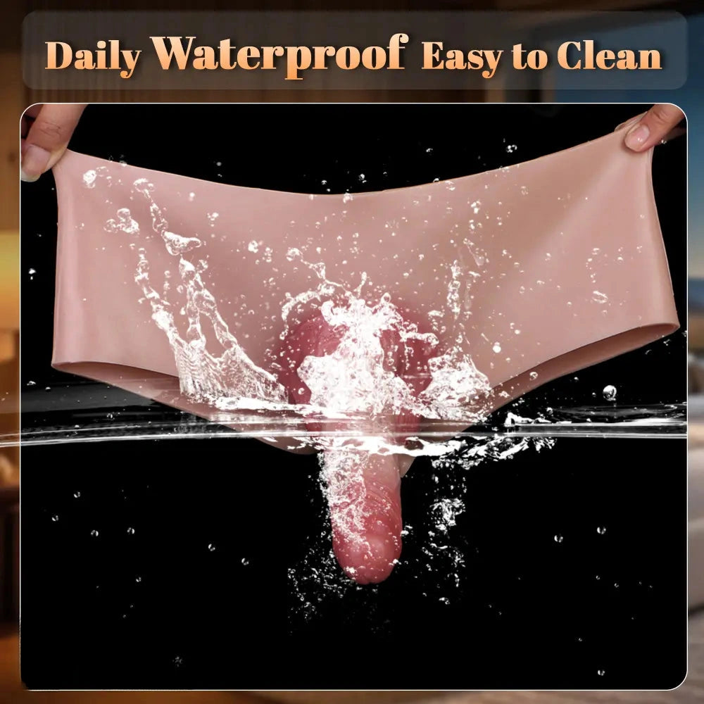 6.37in Wearable Silicone Dildo Pants Real Skin with Hollow Soft Cock Sleeve