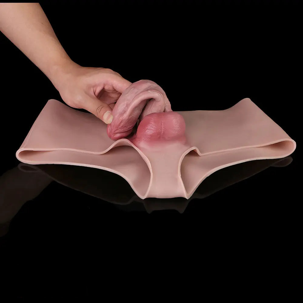 6.37in Wearable Silicone Dildo Pants Real Skin with Hollow Soft Cock Sleeve