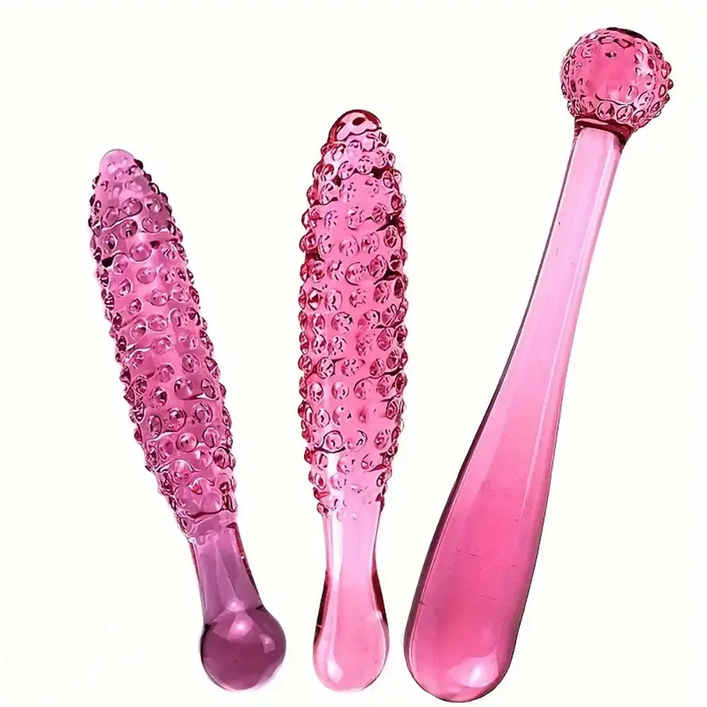 6.3in 6.69in 7.87in Crystal Glass Spiked Dildo Penis Self-Pleasure Toy