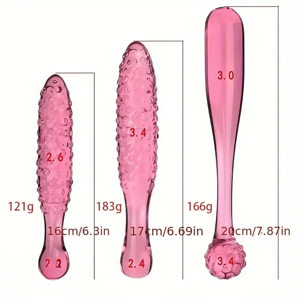 6.3in 6.69in 7.87in Crystal Glass Spiked Dildo Penis Self-Pleasure Toy