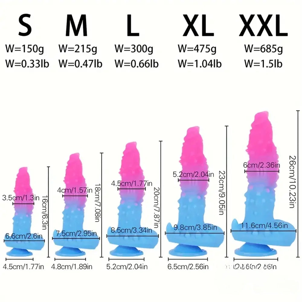 6.3in 7.08in 7.87in 9.05in 10.23in Silicone Fantasy Soft Dildo Sex Toy
