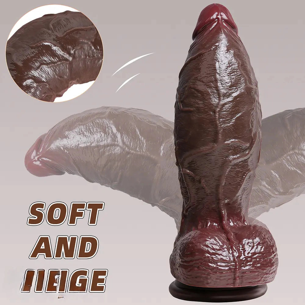 6.3in 7.09in 7.68in 10.24in 13in Big Silicone Ebony Dildo Adult Pleasure Tool