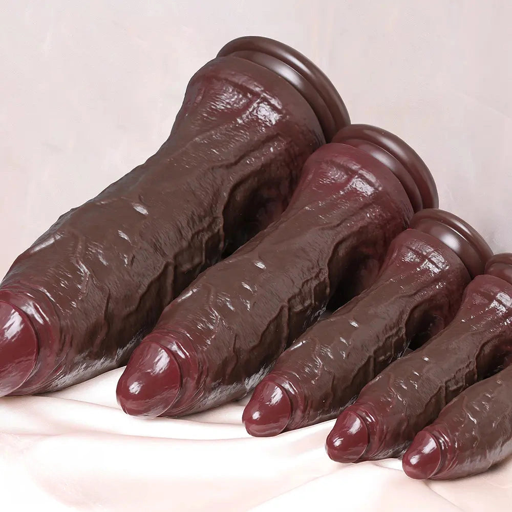 6.3in 7.09in 7.68in 10.24in 13in Big Silicone Ebony Dildo Adult Pleasure Tool