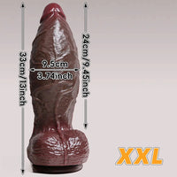 6.3in 7.09in 7.68in 10.24in 13in Big Silicone Ebony Dildo Adult Pleasure Tool