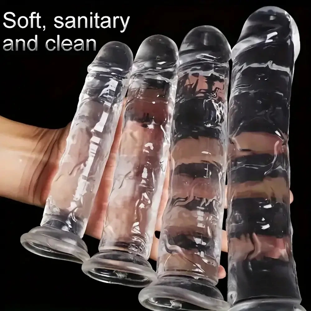 6.3in 7.1in 7.7in 8.5in 9.8in 12in Realistic Clear Dildo With Suction Cup