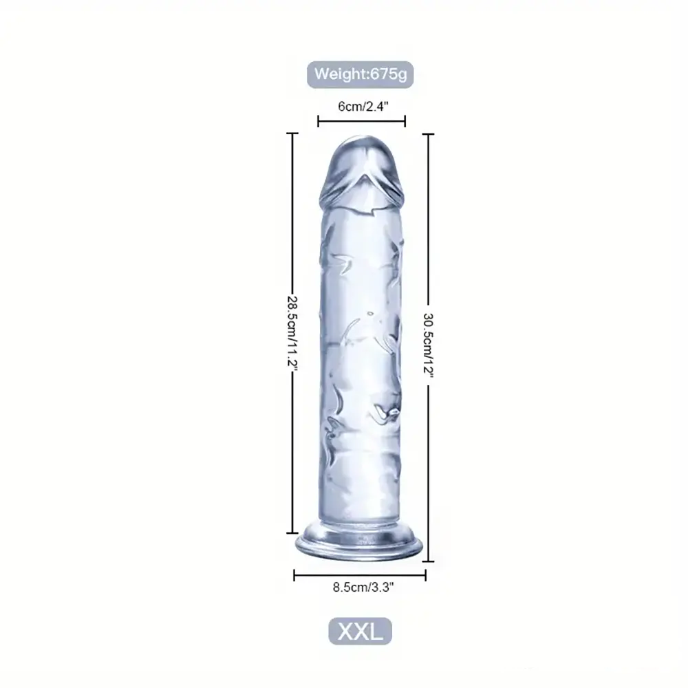 6.3in 7.1in 7.7in 8.5in 9.8in 12in Realistic Clear Dildo With Suction Cup