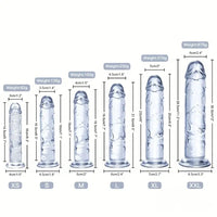 6.3in 7.1in 7.7in 8.5in 9.8in 12in Realistic Clear Dildo With Suction Cup