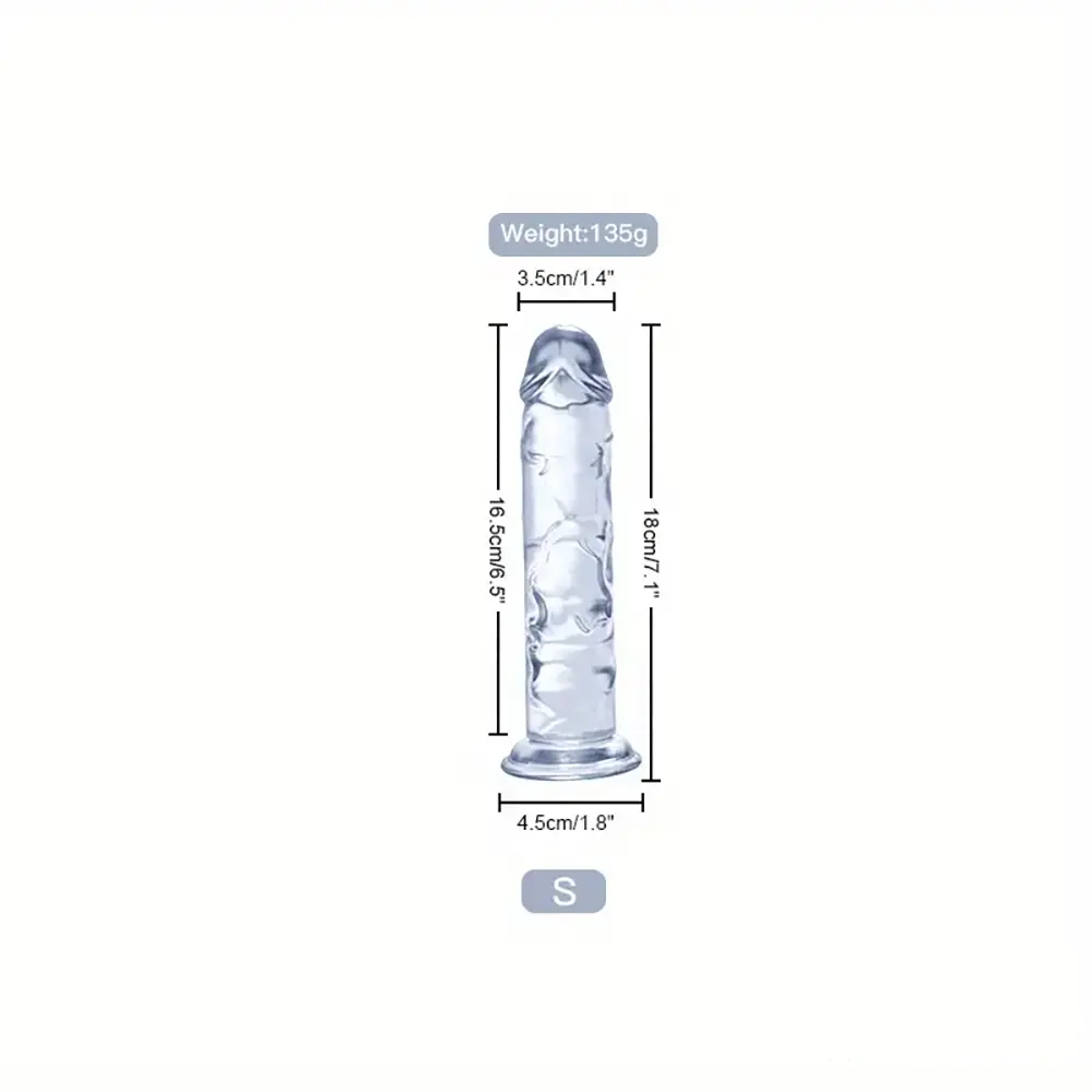 6.3in 7.1in 7.7in 8.5in 9.8in 12in Realistic Clear Dildo With Suction Cup
