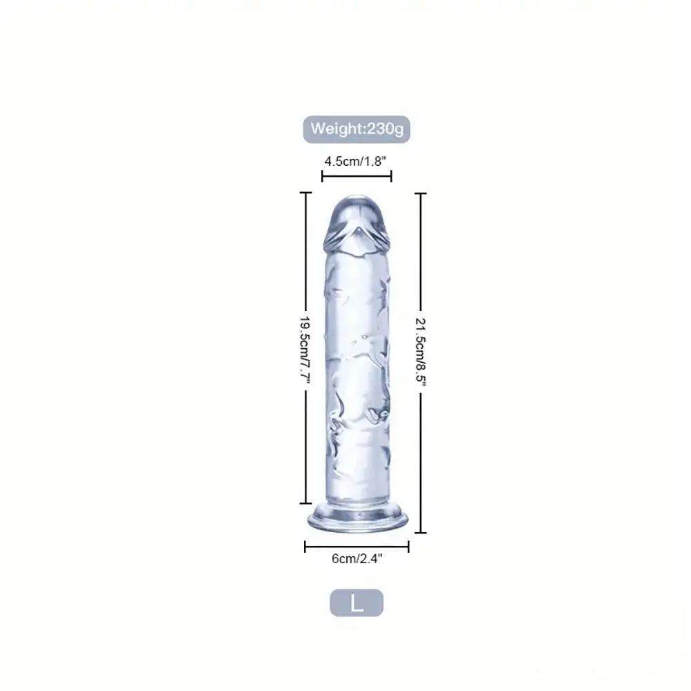 6.3in 7.1in 7.7in 8.5in 9.8in 12in Realistic Clear Dildo With Suction Cup