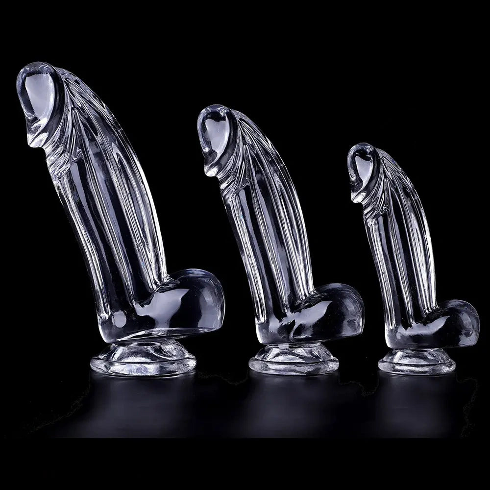 6.3in 7.28in 8.66in Realistic Clear Women Dildo With Suction Cup