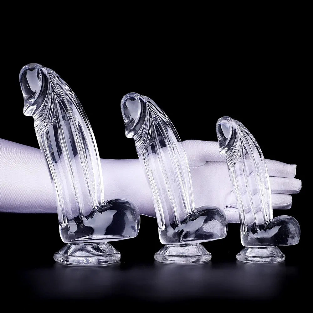6.3in 7.28in 8.66in Realistic Clear Women Dildo With Suction Cup