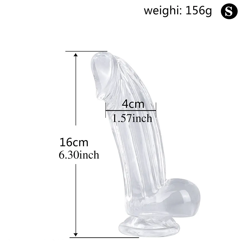6.3in 7.28in 8.66in Realistic Clear Women Dildo With Suction Cup