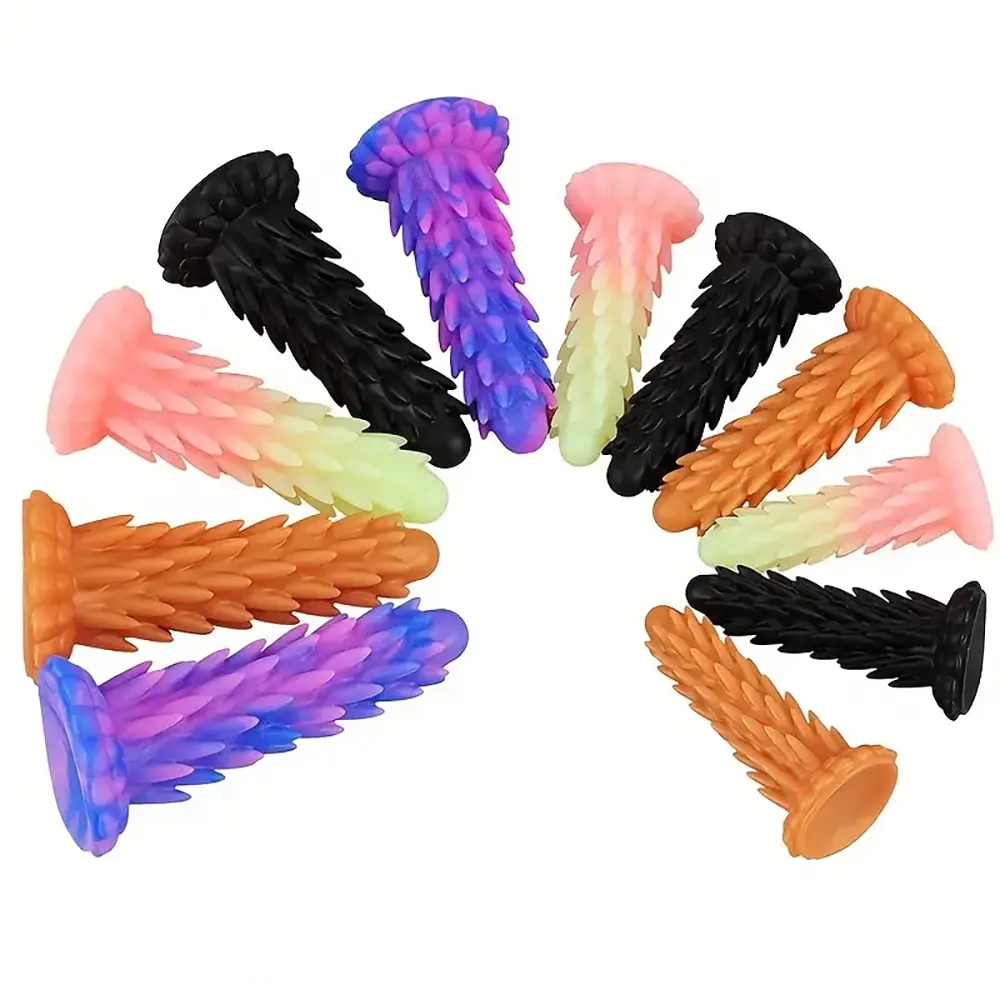 6.3in 7.48in 9.06in Colorful Luminous Hedgehog spiked Dildo For SM
