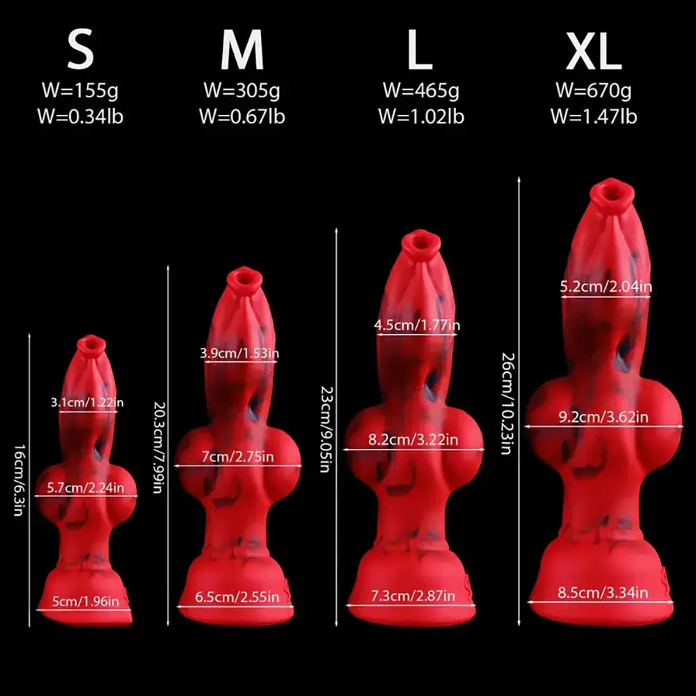 6.3in 7.99in 9.05in 10.23in Silicone Soft Knot Fantasy Cock Dildo