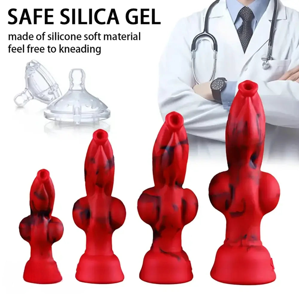 6.3in 7.99in 9.05in 10.23in Silicone Soft Knot Fantasy Cock Dildo
