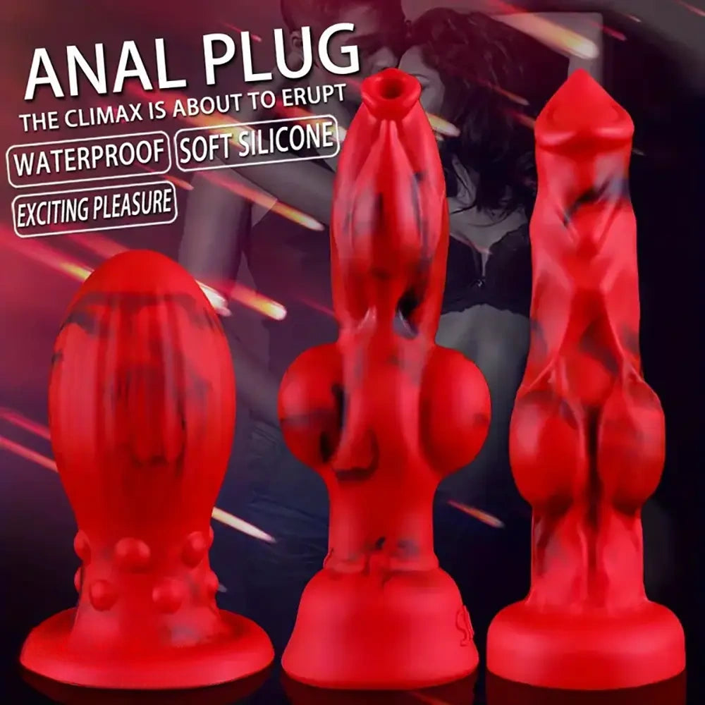 6.3in 7.99in 9.05in 10.23in Silicone Soft Knot Fantasy Cock Dildo