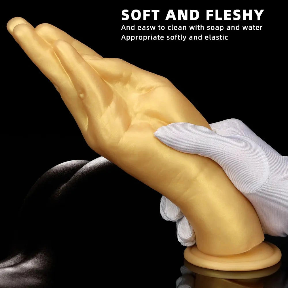 6.3in 8.66in 11.02in Gold Hands Silicone Soft Big Dildo For Fisting Sex