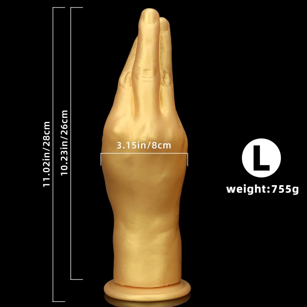 6.3in 8.66in 11.02in Gold Hands Silicone Soft Big Dildo For Fisting Sex