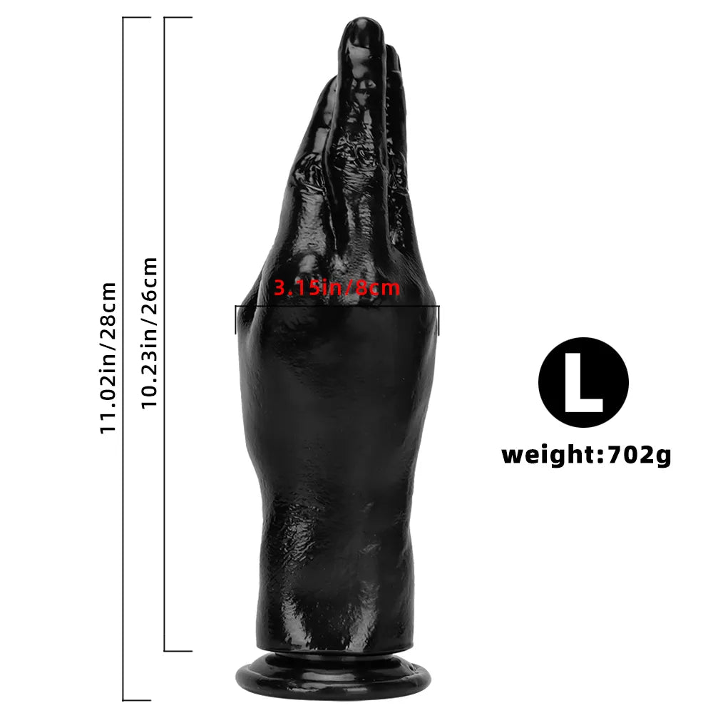6.3in 8.66in 11.02in Women Using Big Black Thick Hands Fist Dildo