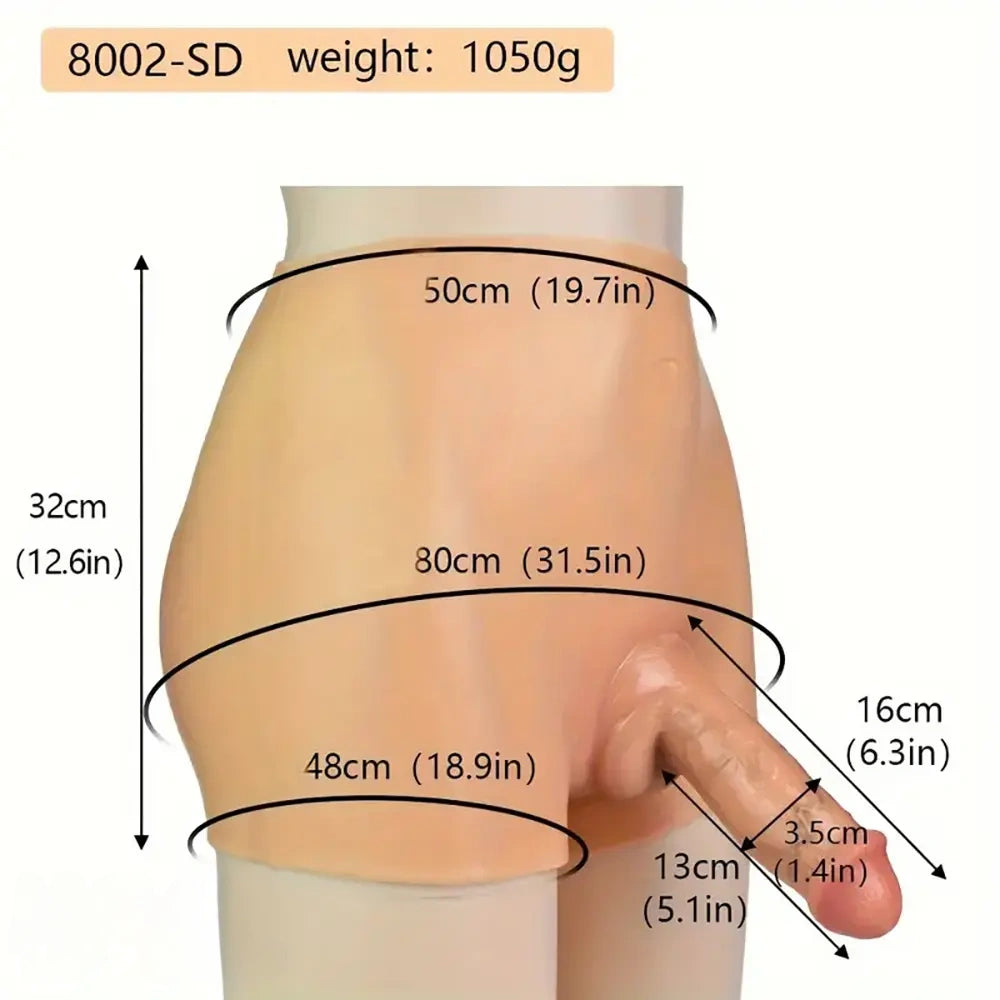 6.3in High Waist Silicone Pants With Solid Real Dildo Hip Enhancer