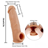 6.3in Lifelike Male Penis Extension Sleeve With Cock Ring Extender