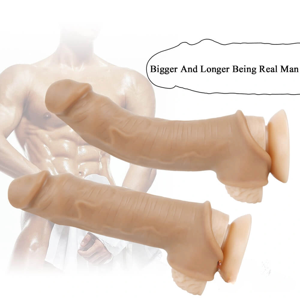 6.3in Lifelike Male Penis Extension Sleeve With Cock Ring Extender