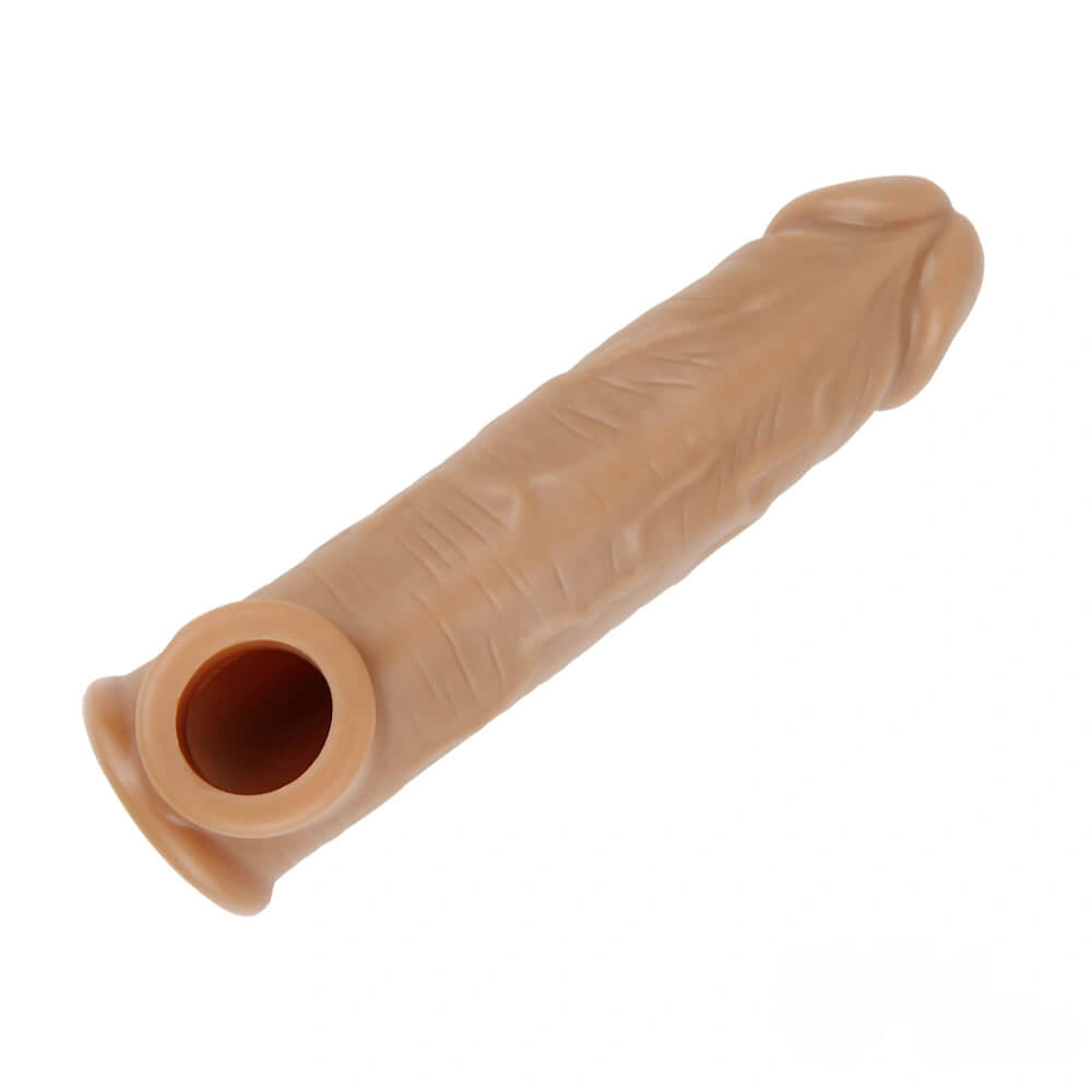 6.3in Lifelike Male Penis Extension Sleeve With Cock Ring Extender