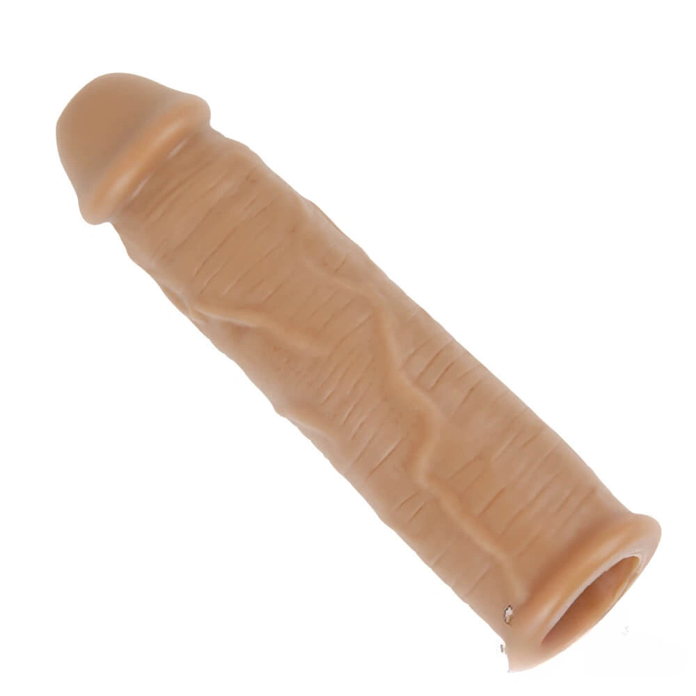 6.3in Lifelike Male Penis Extension Sleeve With Cock Ring Extender