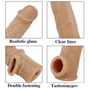 6.3in Lifelike Male Penis Extension Sleeve With Cock Ring Extender