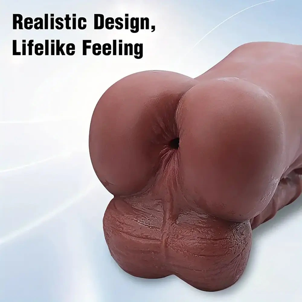 6.3in Premium 3D Real Silicone Flexible Ebony Dildo Anal Pocket Pussy