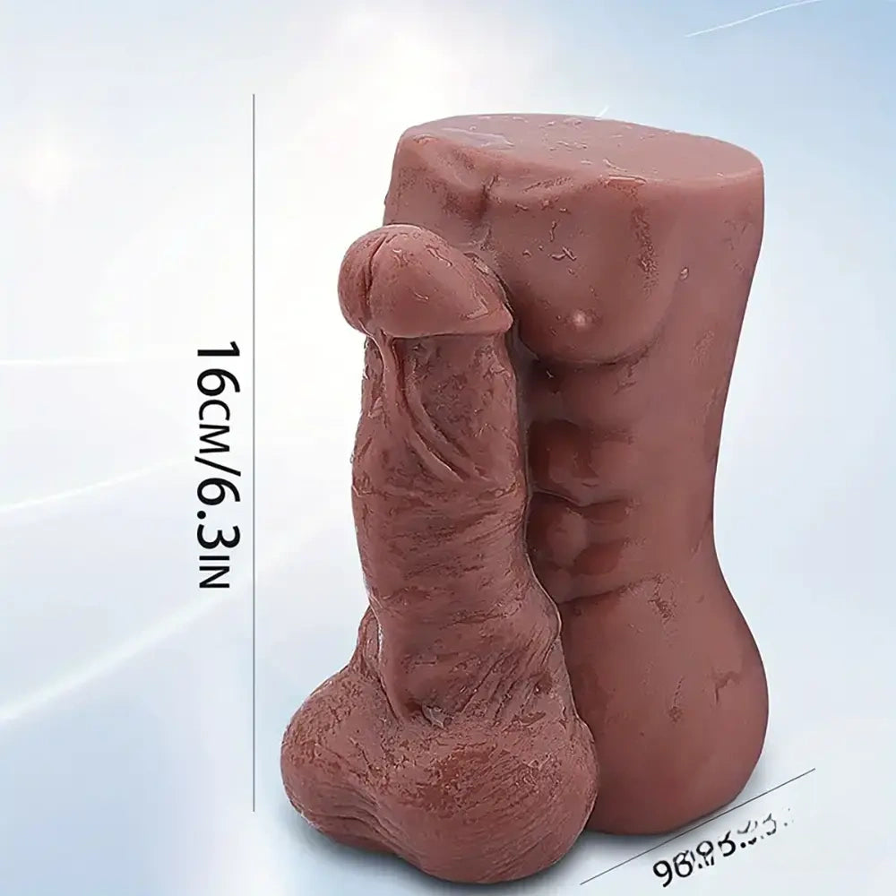 6.3in Premium 3D Real Silicone Flexible Ebony Dildo Anal Pocket Pussy