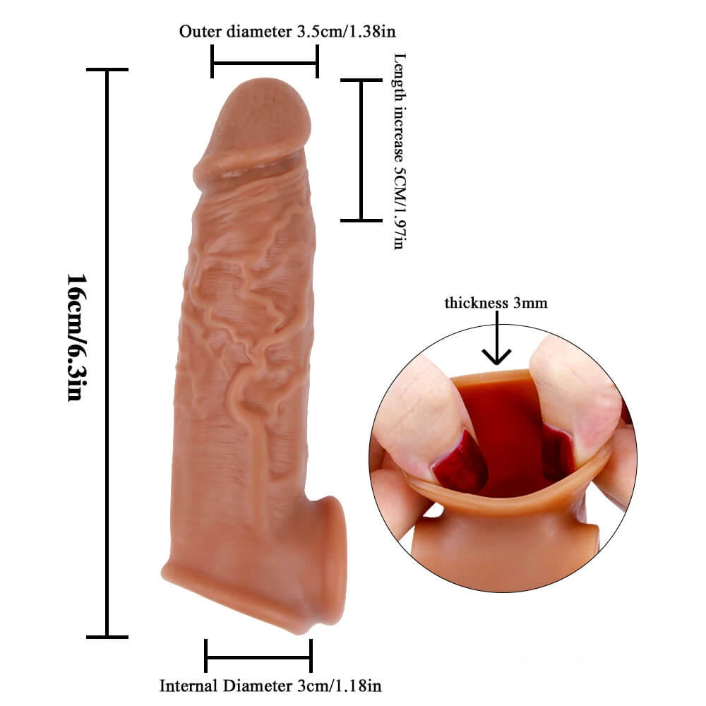 6.3in Realistic Penis Extension Sleeve Stretcher For Women Men
