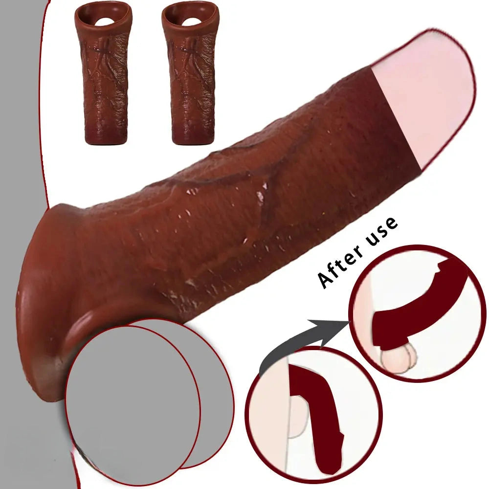 6.3in Round Design Real Veins Silicone Cock Dildo Sleeve For Enlargement