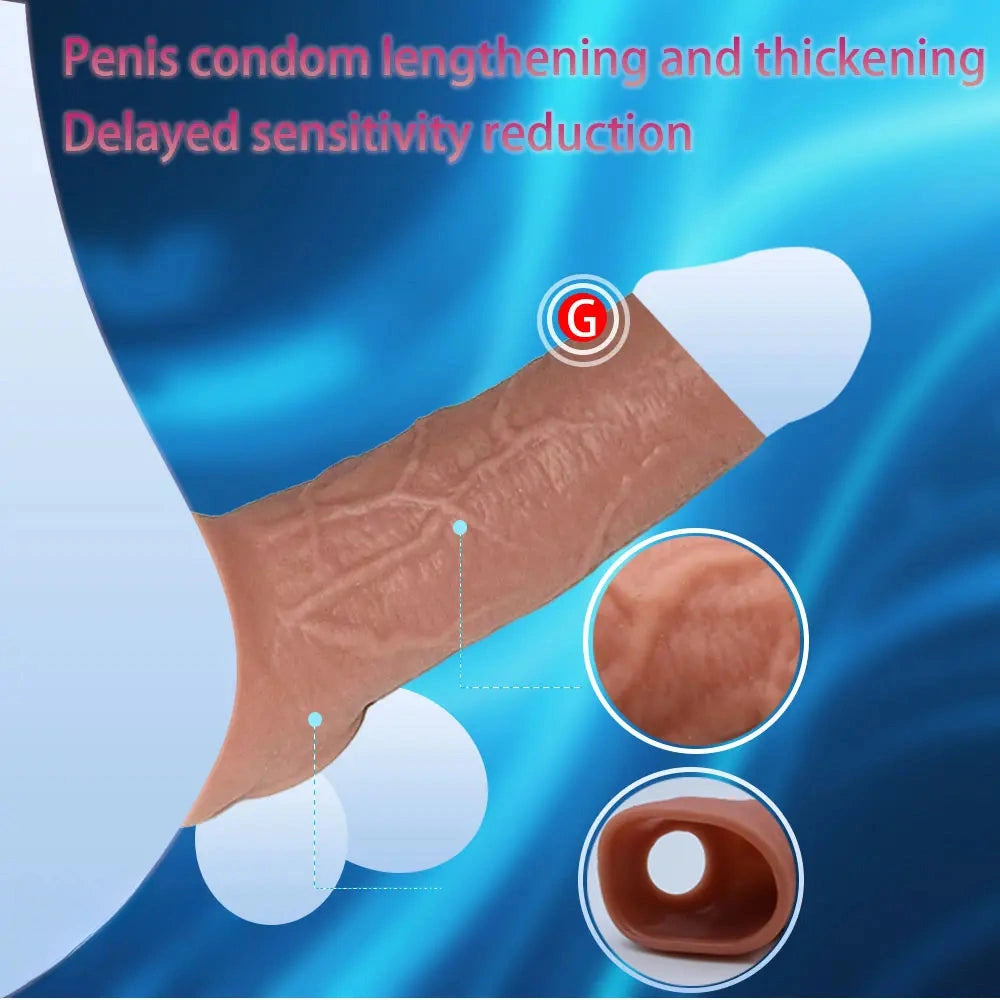 6.3in Round Design Real Veins Silicone Cock Dildo Sleeve For Enlargement