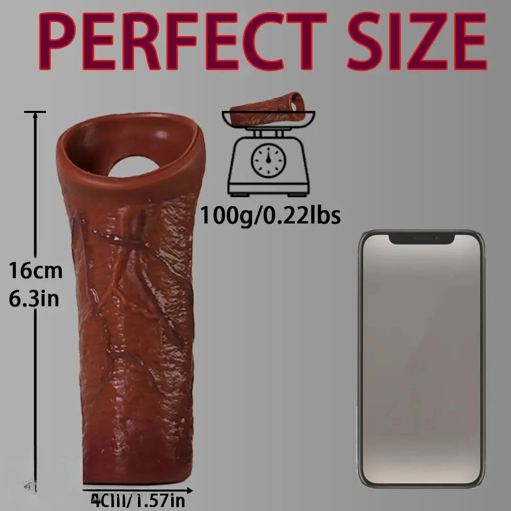 6.3in Round Design Real Veins Silicone Cock Dildo Sleeve For Enlargement