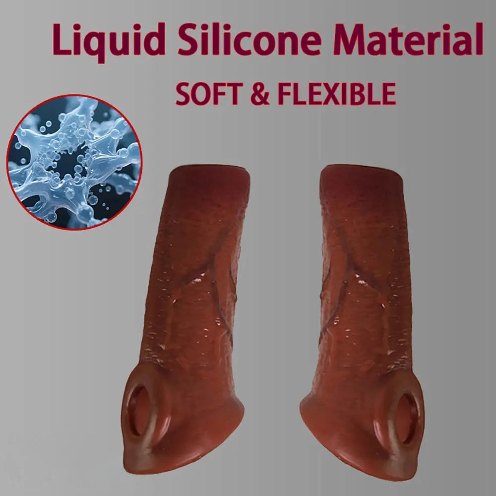 6.3in Round Design Real Veins Silicone Cock Dildo Sleeve For Enlargement