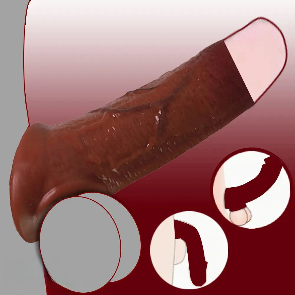 6.3in Round Design Real Veins Silicone Cock Dildo Sleeve For Enlargement