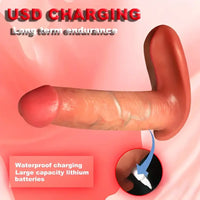 6.3in Silicone Heating Thrusting Vibrating Realistic Wearable Dildo