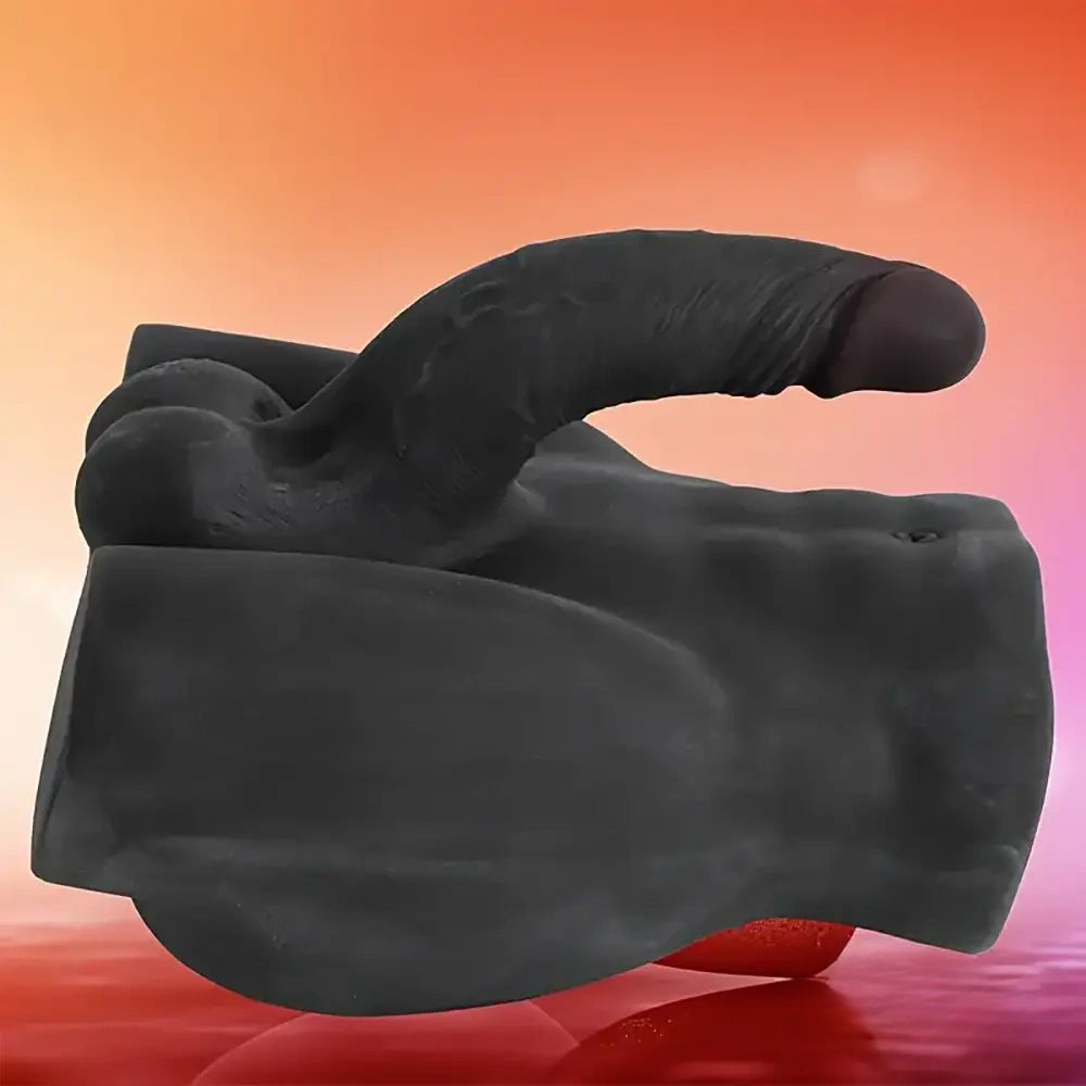 6.3in Silicone Realistic Dildo With 7.38lb Ebony Male Sex Torso Dildo