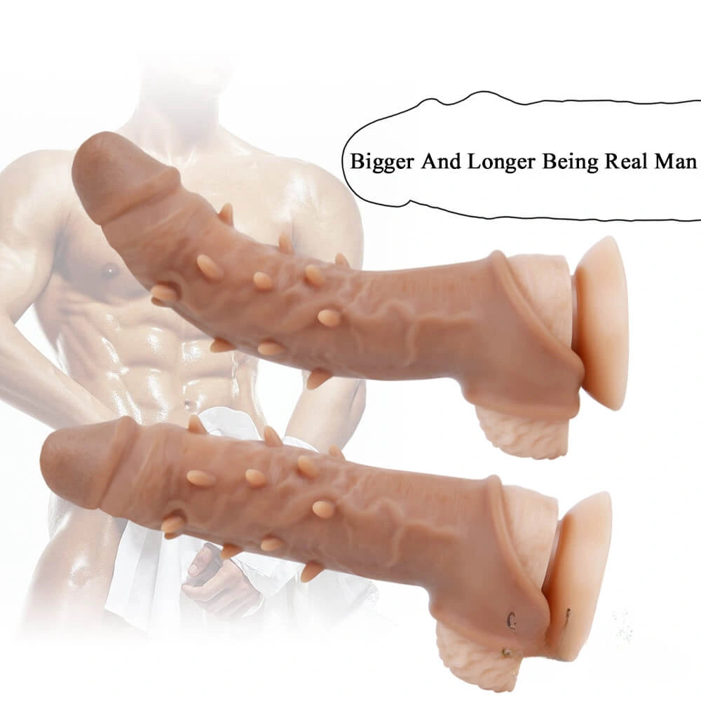 6.3in Silicone Spiked Lengthened Thickened Penis Sleeve Extender Toy