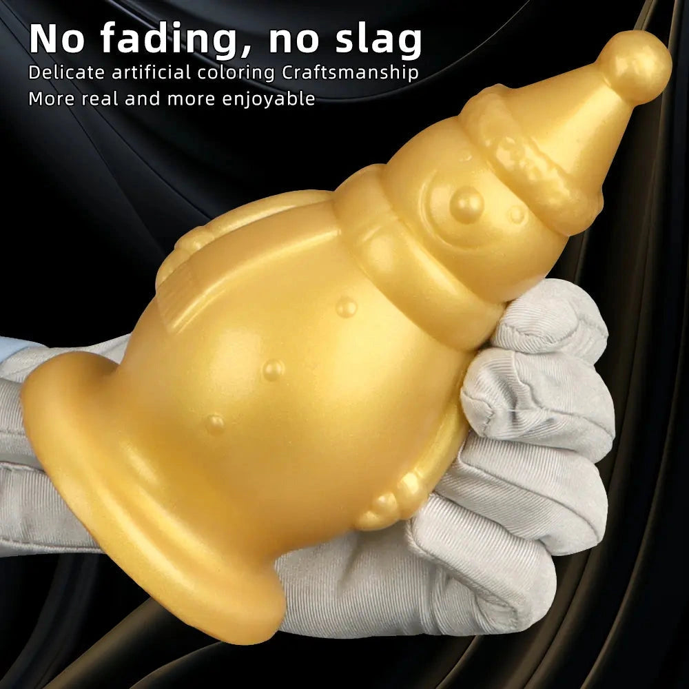 6.3in Snowman Silicone Soft Extra Golden Butt Plug Dildo For Couples Flirting
