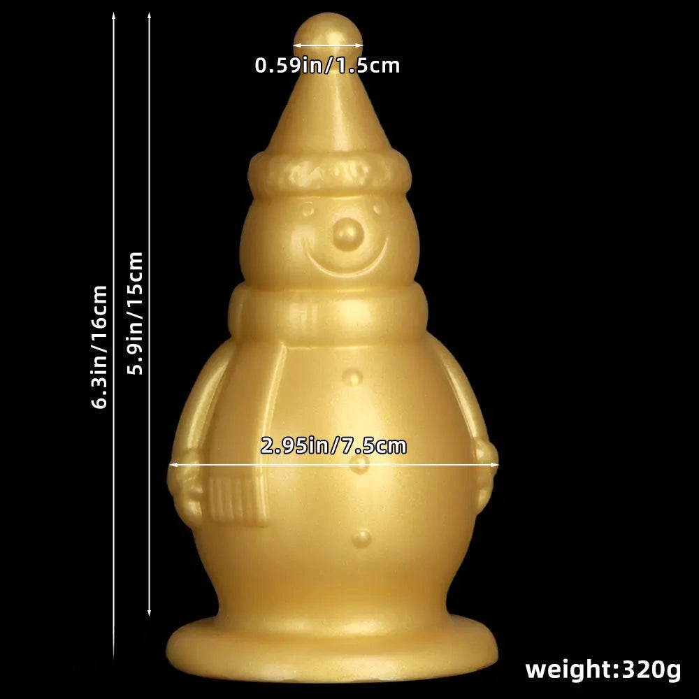6.3in Snowman Silicone Soft Extra Golden Butt Plug Dildo For Couples Flirting