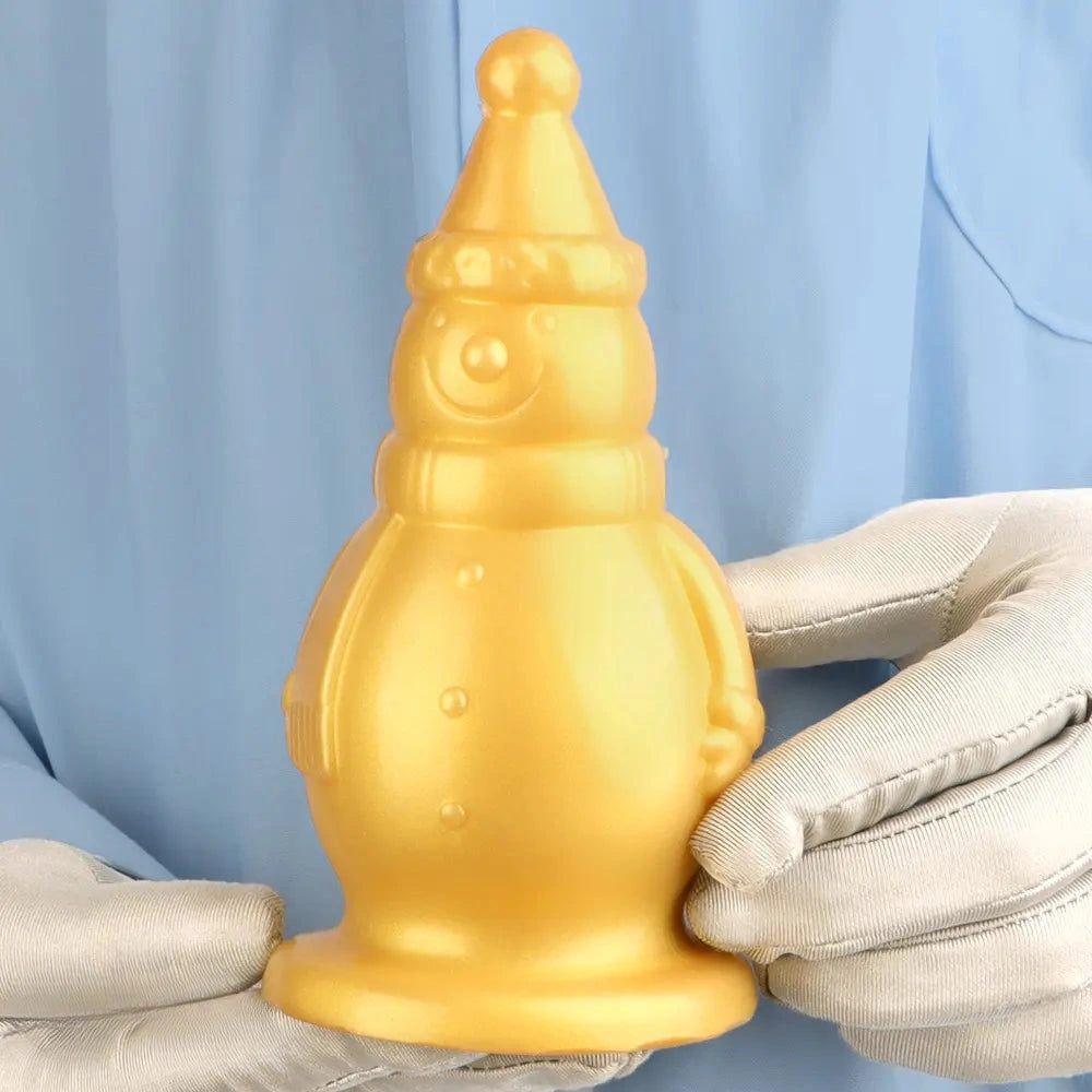 6.3in Snowman Silicone Soft Extra Golden Butt Plug Dildo For Couples Flirting