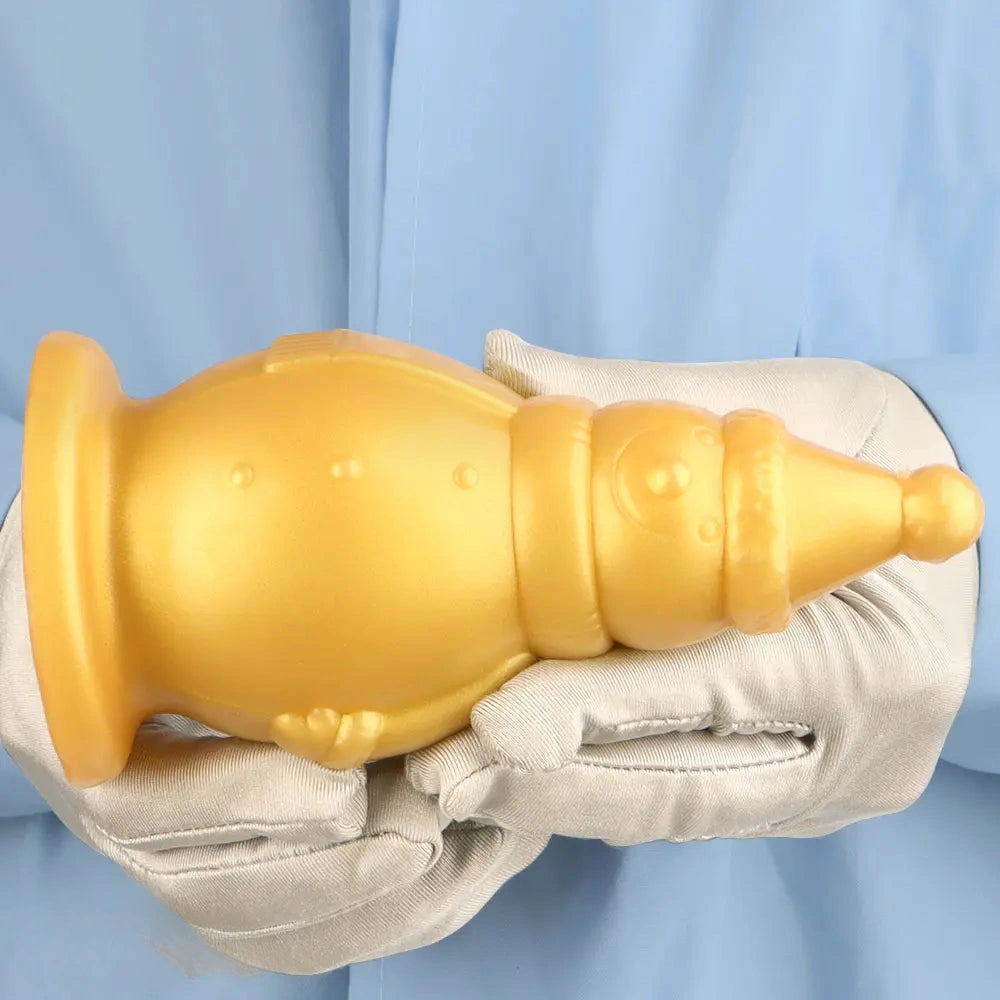 6.3in Snowman Silicone Soft Extra Golden Butt Plug Dildo For Couples Flirting