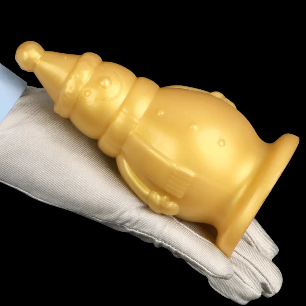 6.3in Snowman Silicone Soft Extra Golden Butt Plug Dildo For Couples Flirting
